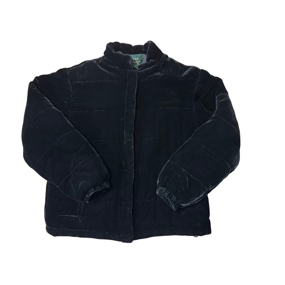 LAUREN, RALPH LAUREN Women's Silk Blend velvet/velour Black jacket/Coat, Small